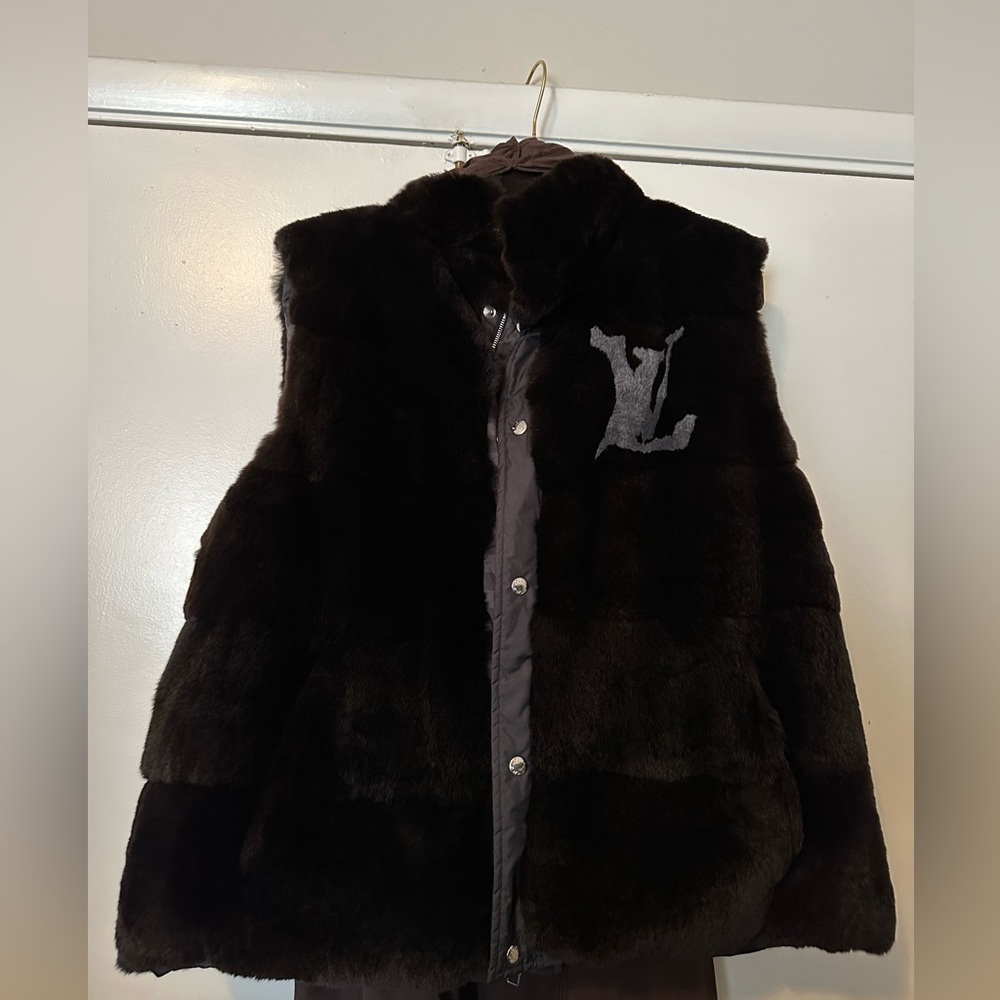 Louis Vuitton Damier Graphite Rabbit Fur Reversible Vest